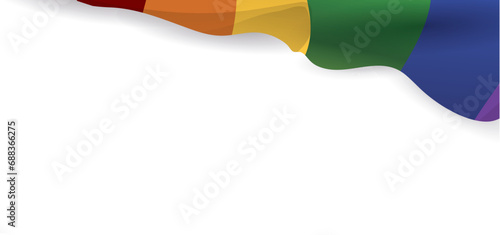 Rainbow flag peeking above a blank template, Vector illustration