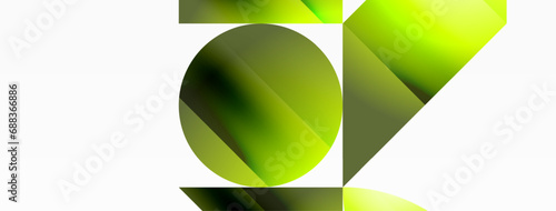 Serene gradient template. Circles and triangles mingle in minimalist perfection. Gentle fusion of forms and hues creates balanced yet captivating backdrop, embodying modern sophistication