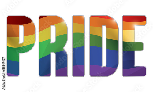 Pride sign in double exposure effect with rainbow flag, Vector illustration