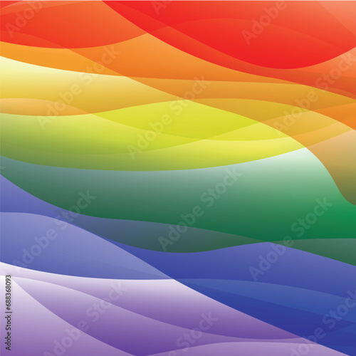 Abstract and colorful waves on Pride commemorative background, Vector illustration.