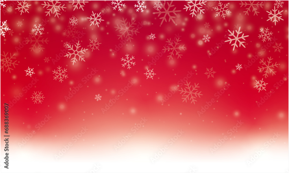 雪の結晶が降り積もるクリスマスの水彩画イラスト 雪の結晶が降り積もるクリスマスの水彩画イラスト