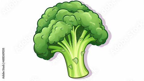 green broccoli illustration on a white background for children
