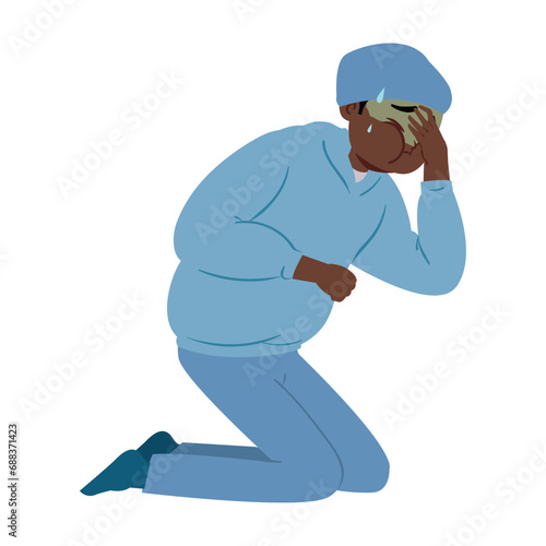 nauseous man unhappy