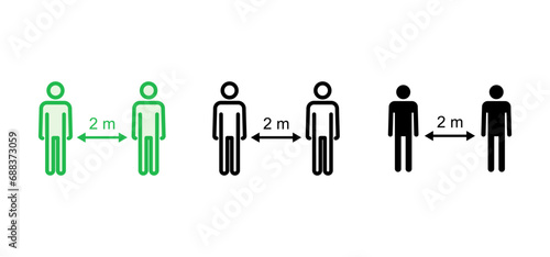 Social distance icon set. social distancing icon. self quarantine sign