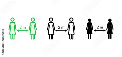 Social distancing icon set. social distance icon. self quarantine sign