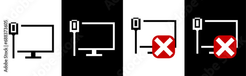 Connect and disconnect icon, networking anabling and disabling isolate to vector illustration