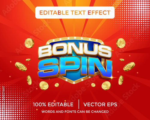 bonus spin 3D text effect template