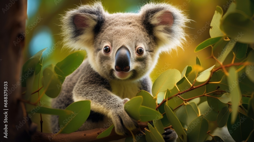 Naklejka premium close-up of a young koala bear Phascolarctos cinereus