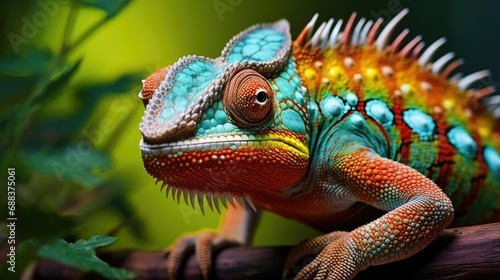 Close-up of a Colorful Chameleon a Fascinating Dragon