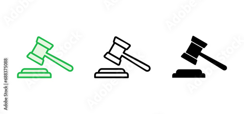 Gavel icon set. judge gavel icon vector. law icon vector. auction hammer