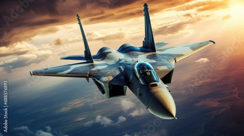 Fighter jet aircraft in flight motion blur military