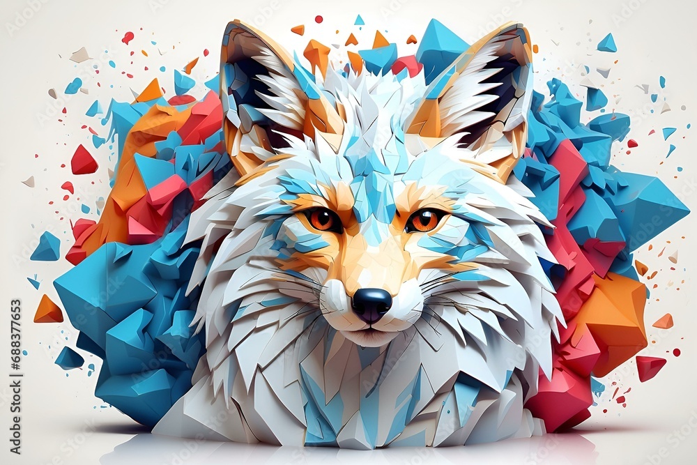 Obraz premium fox with a sign,logo,tshirt logo