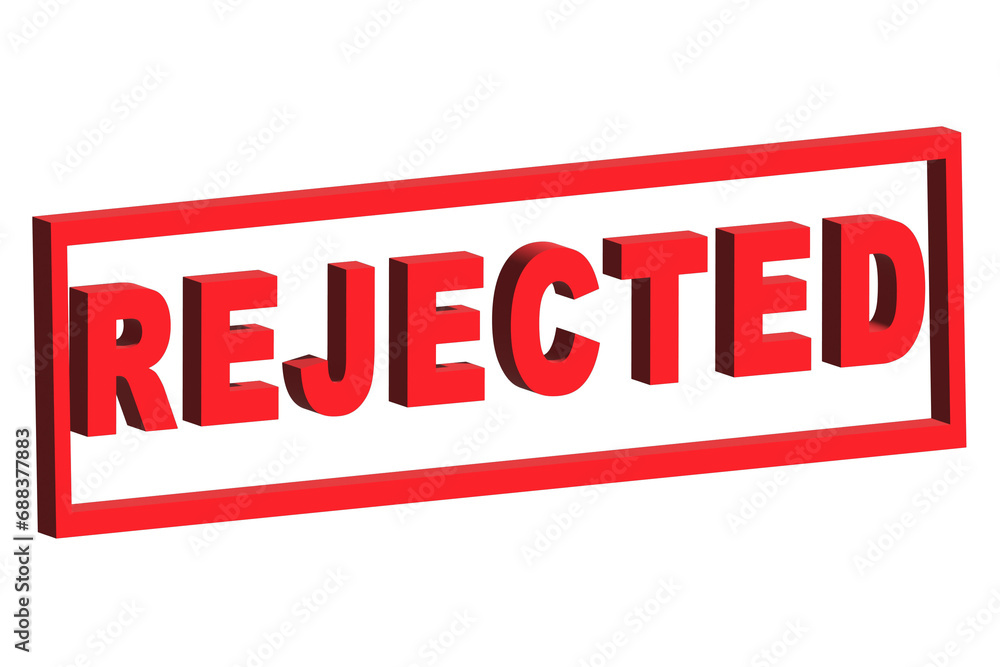 Rejected word in red ink stamp 3D vector illustration with transparency Rejected word in red ink stamp 3D vector illustration with transparency