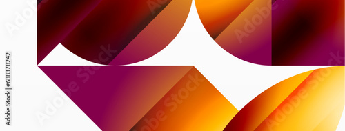 Serene gradient template. Circles and triangles mingle in minimalist perfection. Gentle fusion of forms and hues creates balanced yet captivating backdrop, embodying modern sophistication
