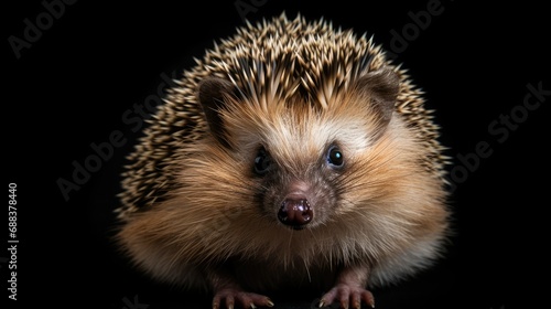 Hedgehog with prickles isolated on black background
