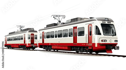 Long city electric train composition of wagons isolate