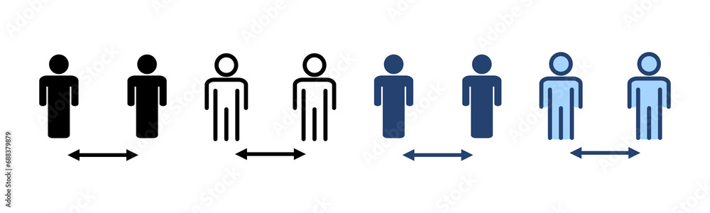 Social distance icon vector. social distancing sign and symbol. self quarantine sign Social distance icon vector. social distancing sign and symbol. self quarantine sign