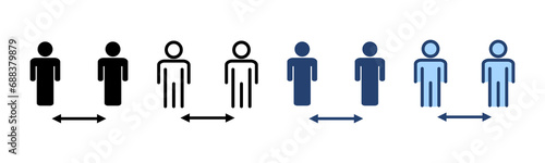 Social distance icon vector. social distancing sign and symbol. self quarantine sign