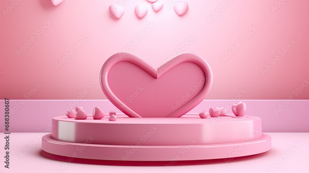 Pink podium display background product for valentines