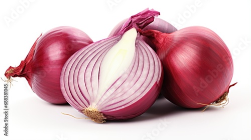 red onion isolated on white background clipping path