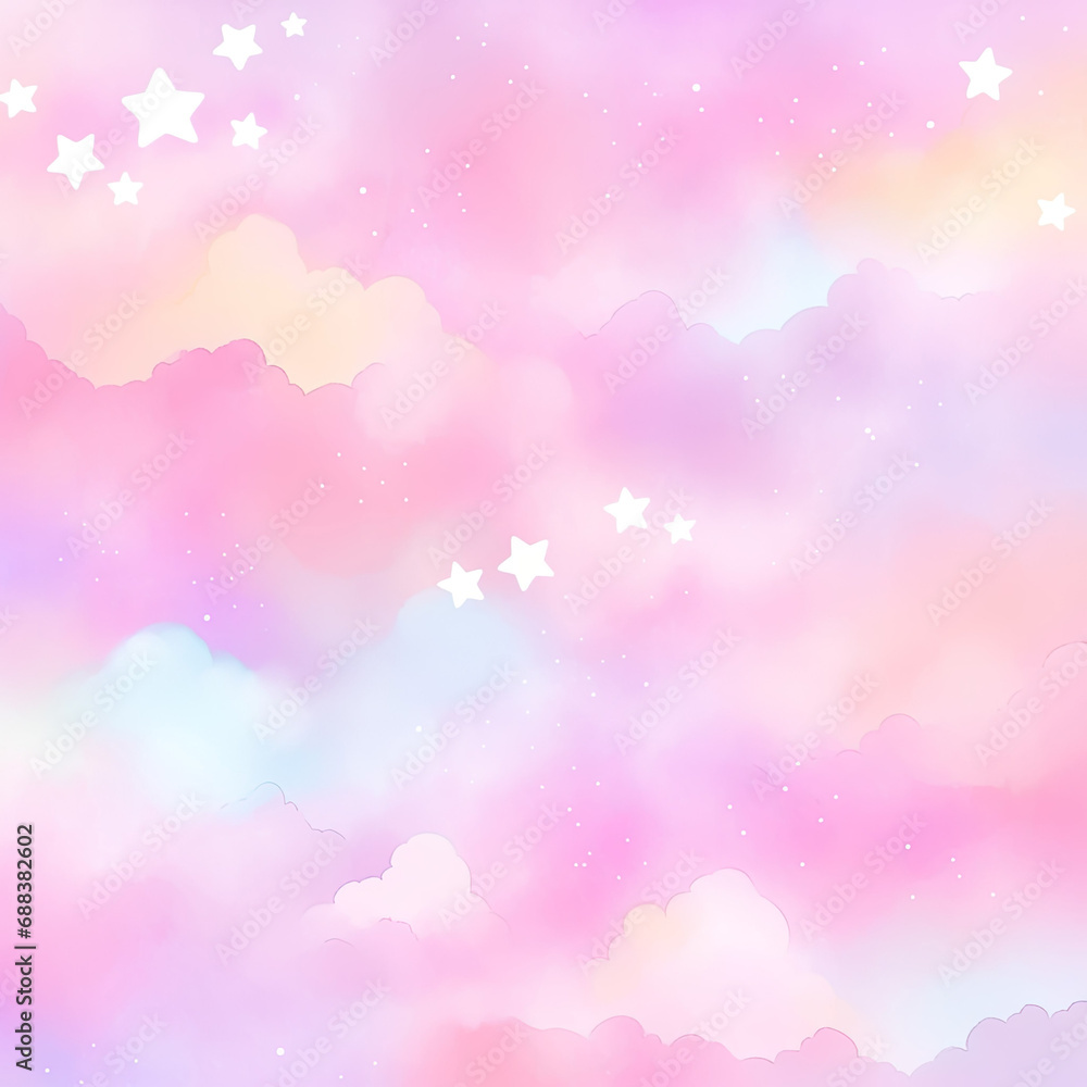 Colorful pastel rainbow watercolor sky with sparkling light background