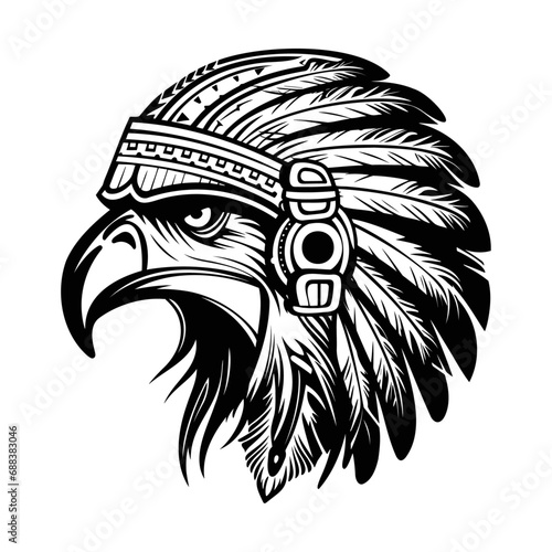 Eagle head with  feathers, best for logo and t-shirt design, vector illustration.