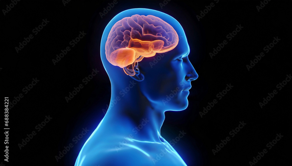 Fototapeta premium he Active Human Brain Inside a Man's Body. Generative AI