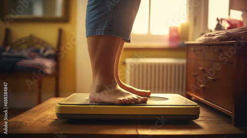 problem of being overweight, a person's legs in close-up