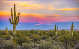 Majestic Tranquility: A Captivating Desert Canvas with Saguaro Giants