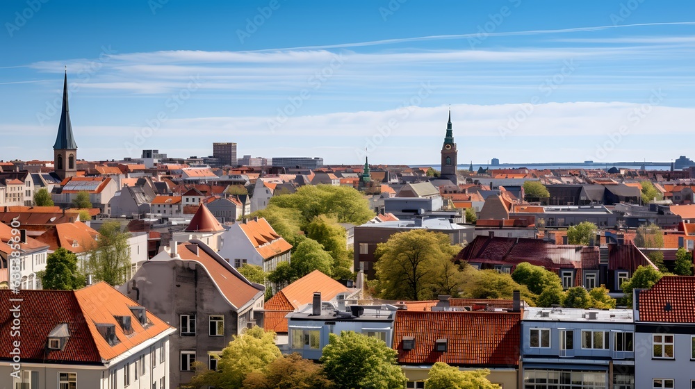 City of Gothenburg rooftops panoramic view
