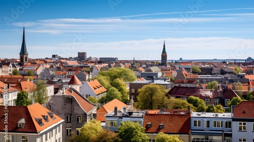 City of Gothenburg rooftops panoramic view 
