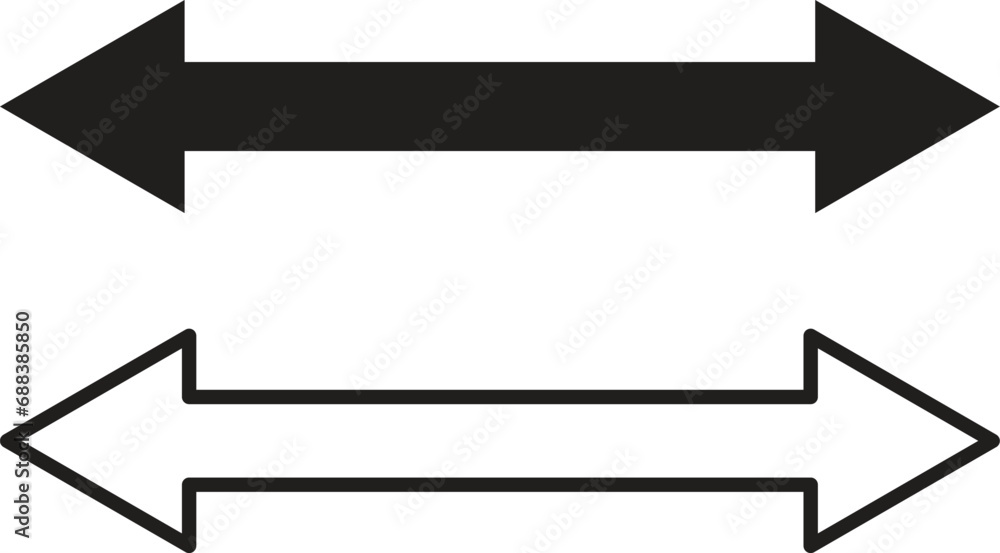 Double arrow icon set in two styles isolated on white background . Vector illustration