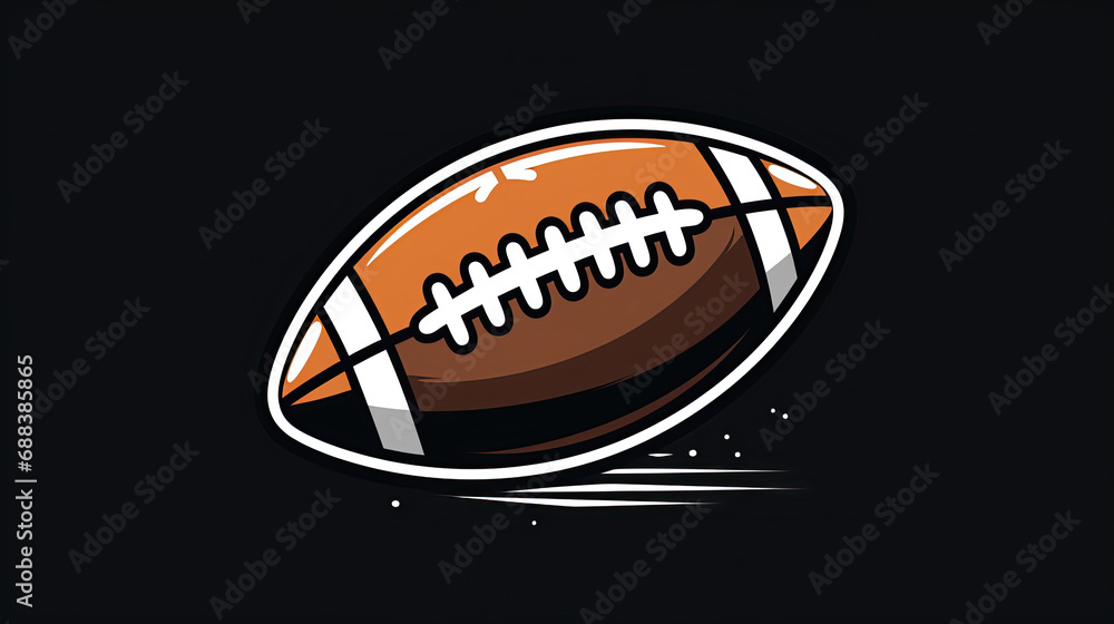 Cartoon American Football with motion lines left to right on black background Cartoon American Football with motion lines left to right on black background