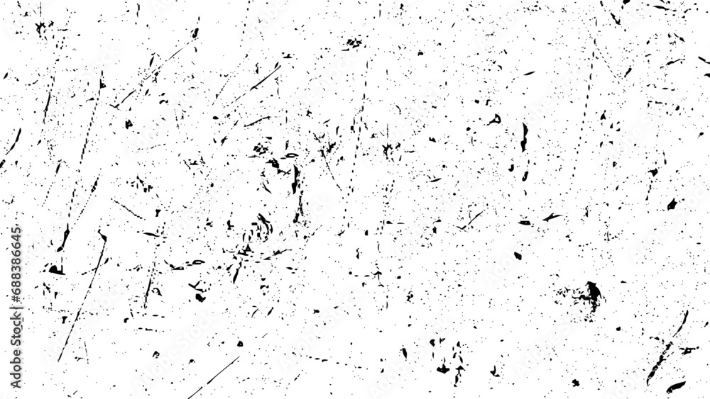 Grunge Black And White Urban Vector Texture Template. Dark Messy Dust Overlay Distress Background. Easy To Create Abstract Dotted, Scratched