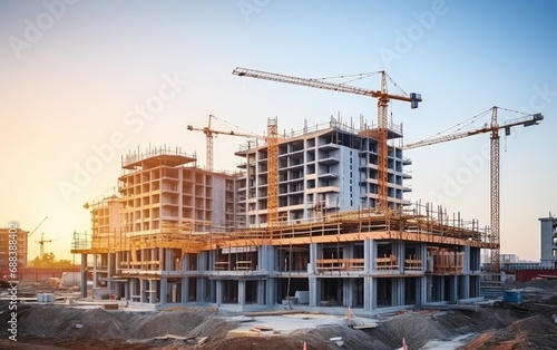 Building under construction, industrial development, construction site engineering