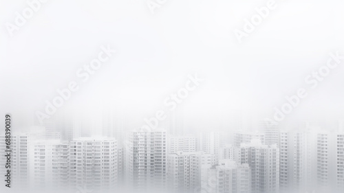 white background  a row of apartment buildings in a white fog  urban abstract panorama  mortgage population social issues