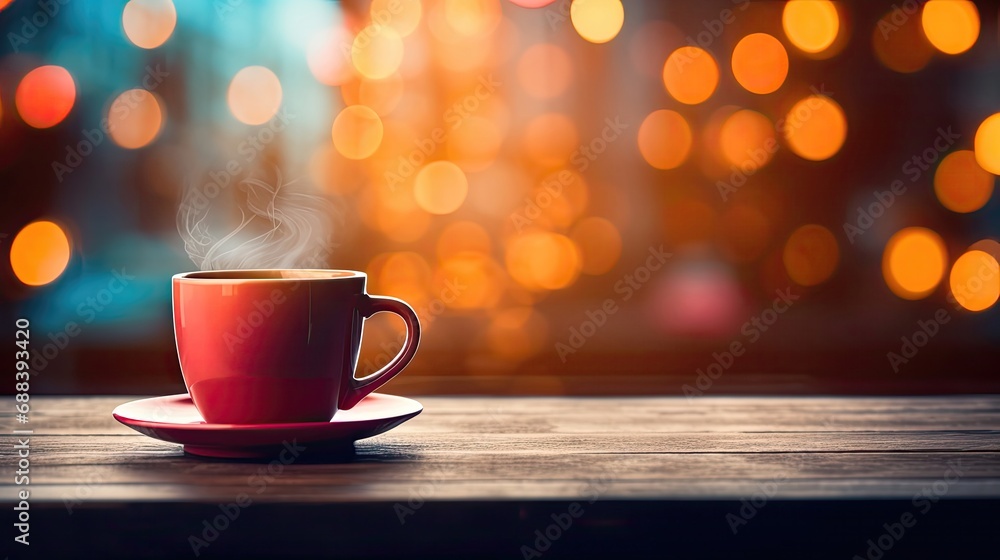 Obraz premium A Coffee on the table with a blurred background