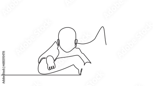 Continuous one line animation video of family, parents and children concept. Happy mother playing with little baby in moving line animation video style. 4k videos