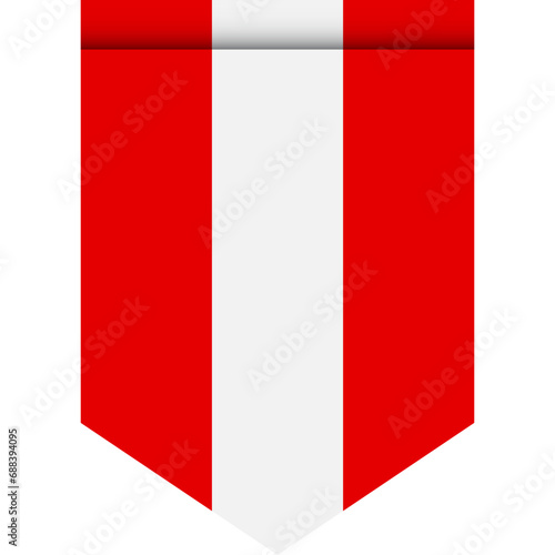 Austria flag or pennant isolated on white background. Pennant flag icon.