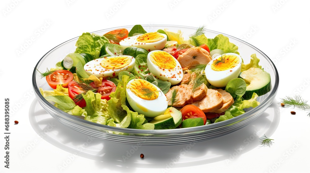 Rich plates of salad from green leaves mix and vegetable