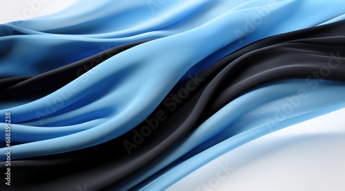 Botswana flag colors Blue, Black, and White flowing fabric liquid haze background