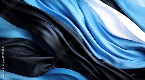 Botswana flag colors Blue, Black, and White flowing fabric liquid haze background