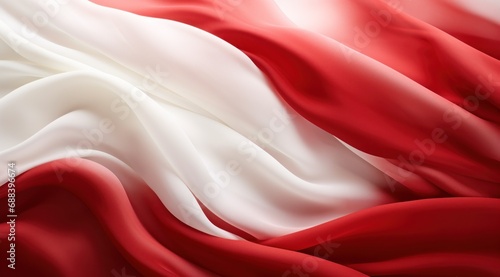 Singapore flag colors Red and White flowing fabric liquid haze background