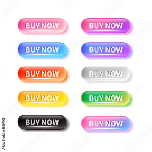A set of buttons with different colors and glass texture
