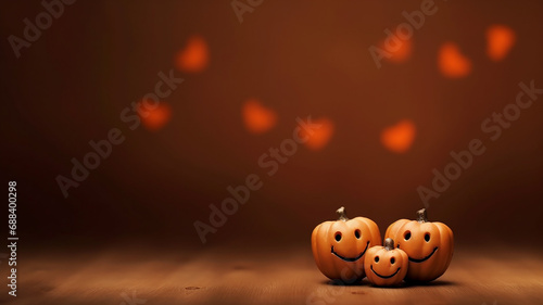 love heart halloween greeting card postal greeting concept, banner with copy space