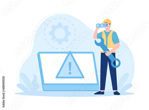 analyze problems on the tablet concept flat illustration