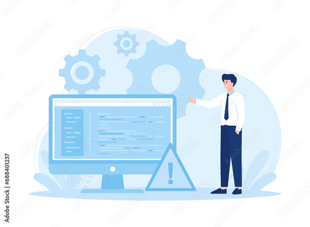 people show problems in the cloud disk online database and information on the monitor screen concept flat illustration people show problems in the cloud disk online database and information on the monitor screen concept flat illustration