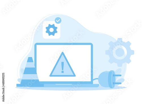 laptop electrical problems concept flat illustration