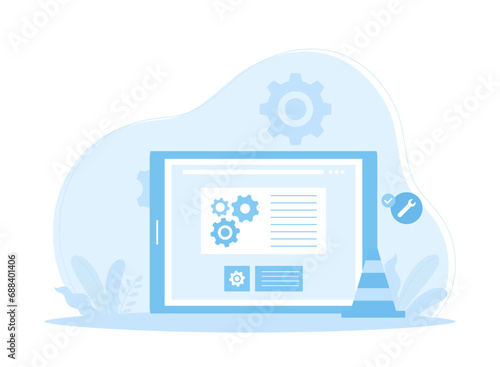 tablet problem analysis concept flat illustration