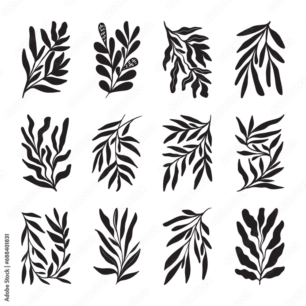 Abstract leaves silhouette illustration vector Abstract leaves silhouette illustration vector